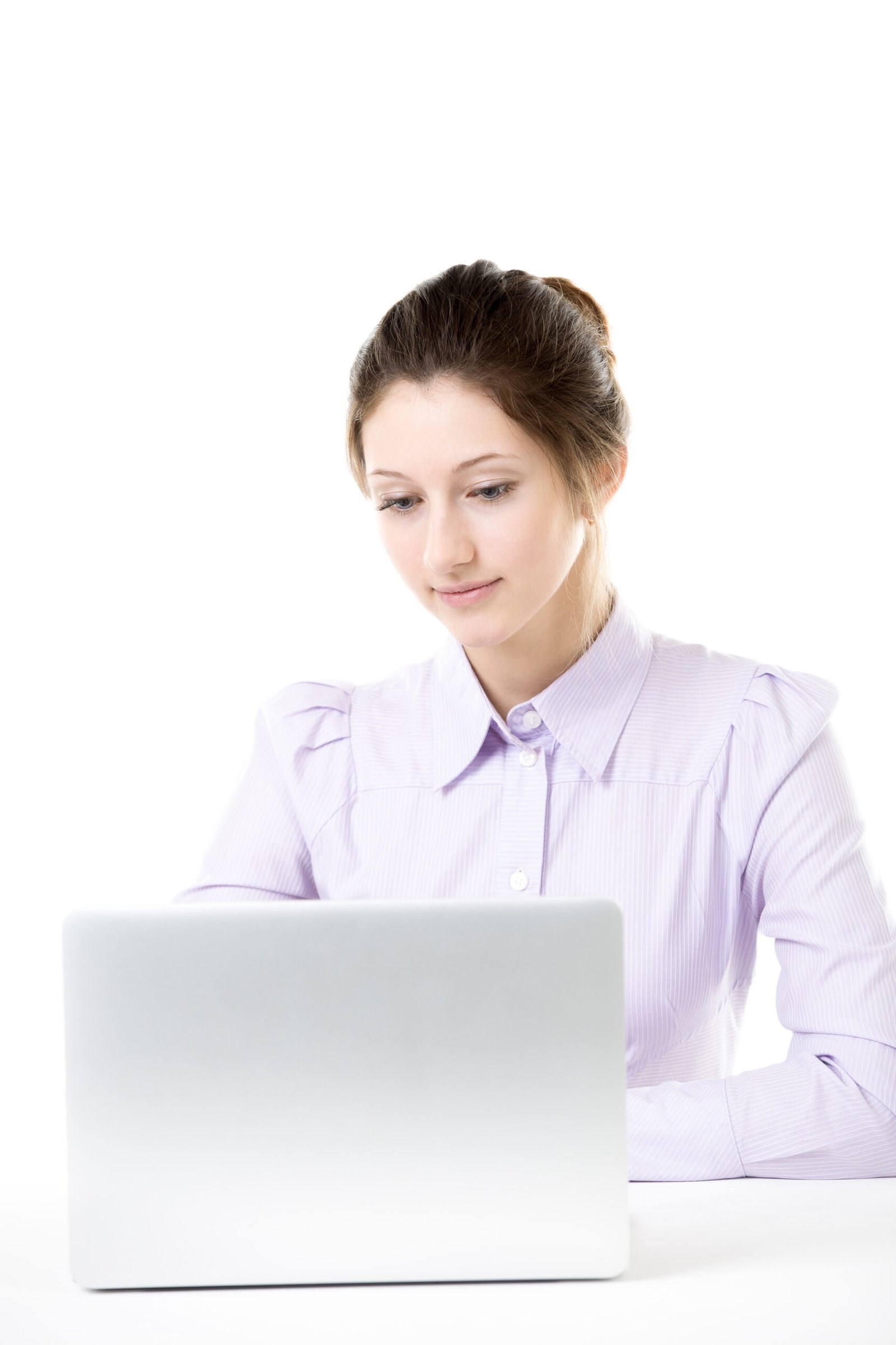 young girl working on laptop