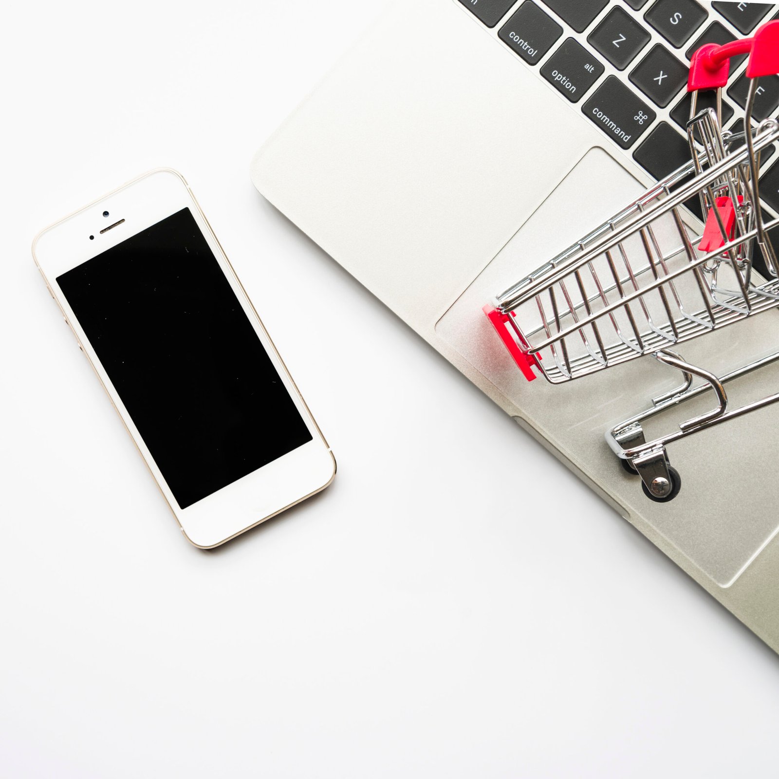 smartphone with small grocery cart