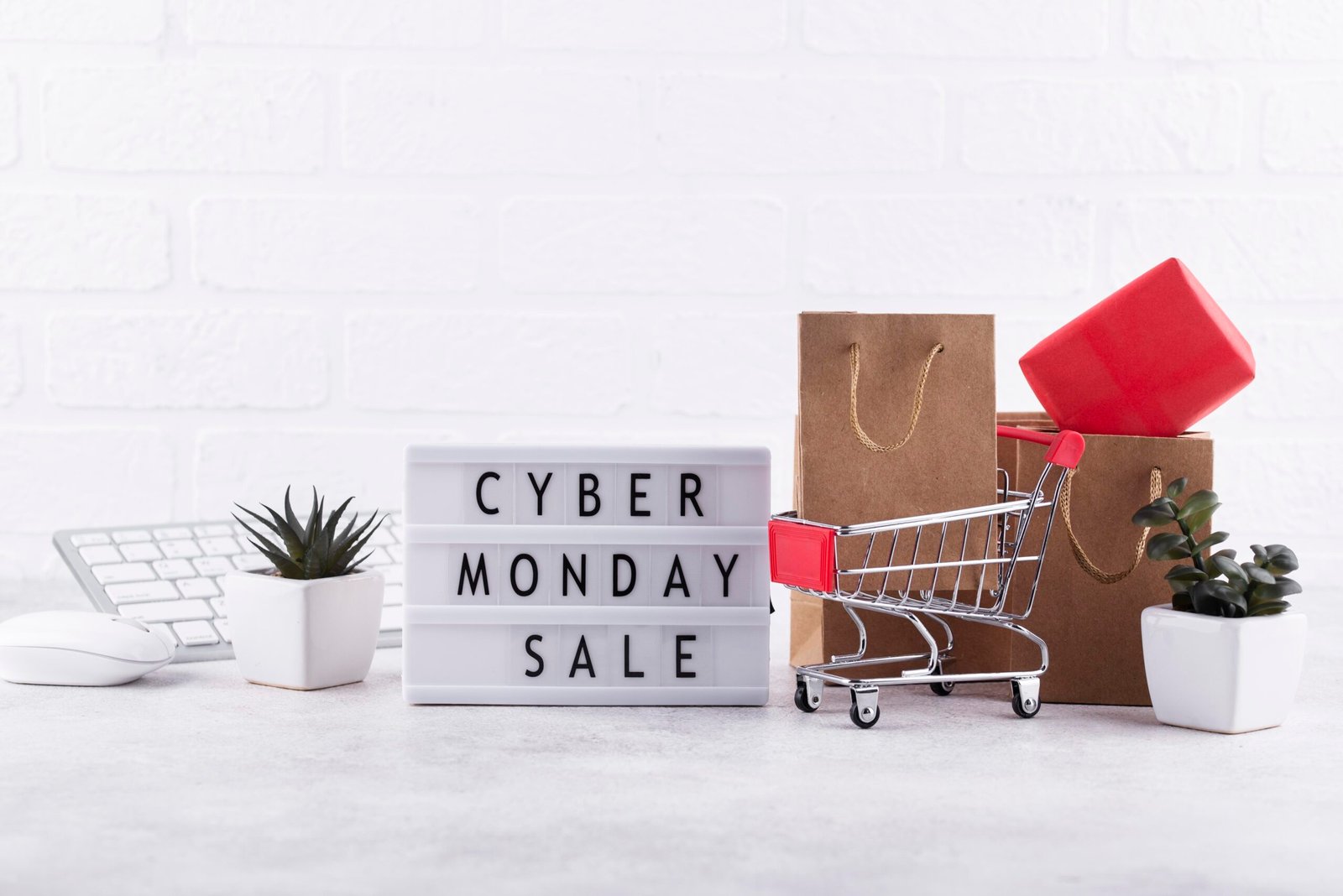 front view cyber monday composition